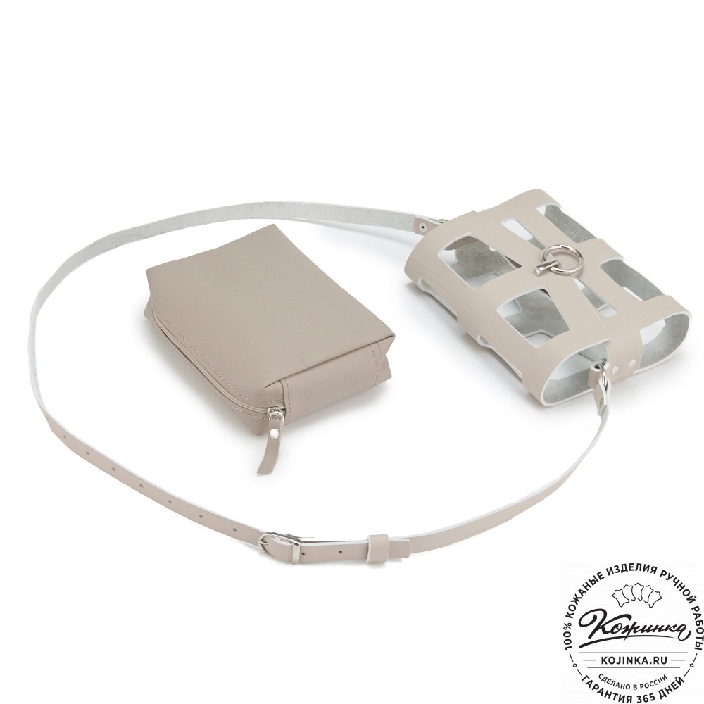 Женская кожаная сумка "Кортни" (бежевая) 